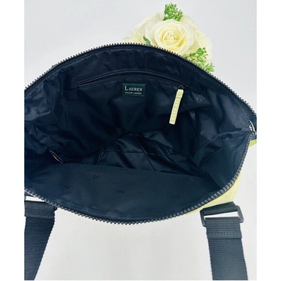 Vintage Ralph Lauren Monogram Nylon Tote Hand Bag Purse Green Y2K - Picture 12 of 13